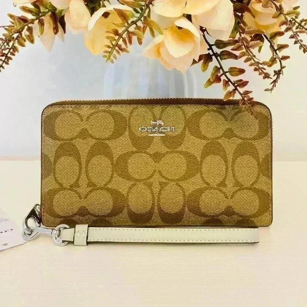 Coach Long Zip Around Wallet In Signature Canvas New